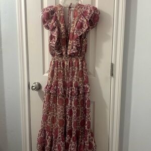 Pink & Purple Beige Paisley Print Dress